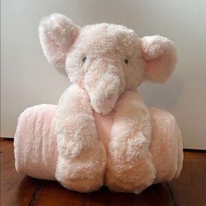 Cloud Island Pink Elephant Plush Blanket